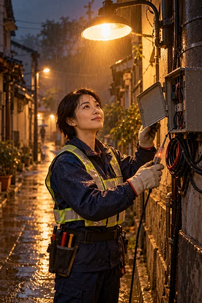黄果短剧《巷口那盏维修灯》剧情海报